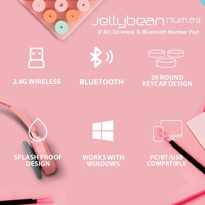 Πληκτρολόγιο Alcatroz NUMERIC PAD JELLYBEAN NUM A3 CRAYON Pink