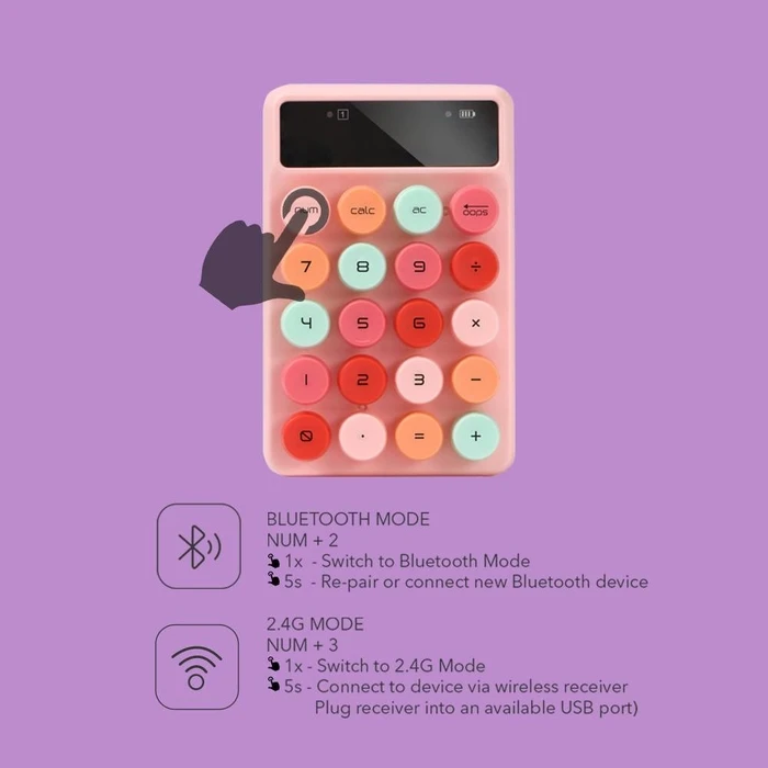 Πληκτρολόγιο Alcatroz NUMERIC PAD JELLYBEAN NUM A3 CRAYON Pink