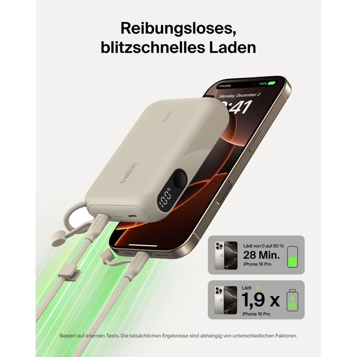 Belkin Powerbank με Οθόνη 20W 10000mAh USB-C sand BPB027hqSD