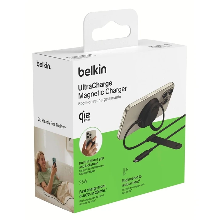 Belkin Επαγωγικός φορτιστής UltraCharge Ladepad Qi2 25W με τροφοδοτικό, μαύρο