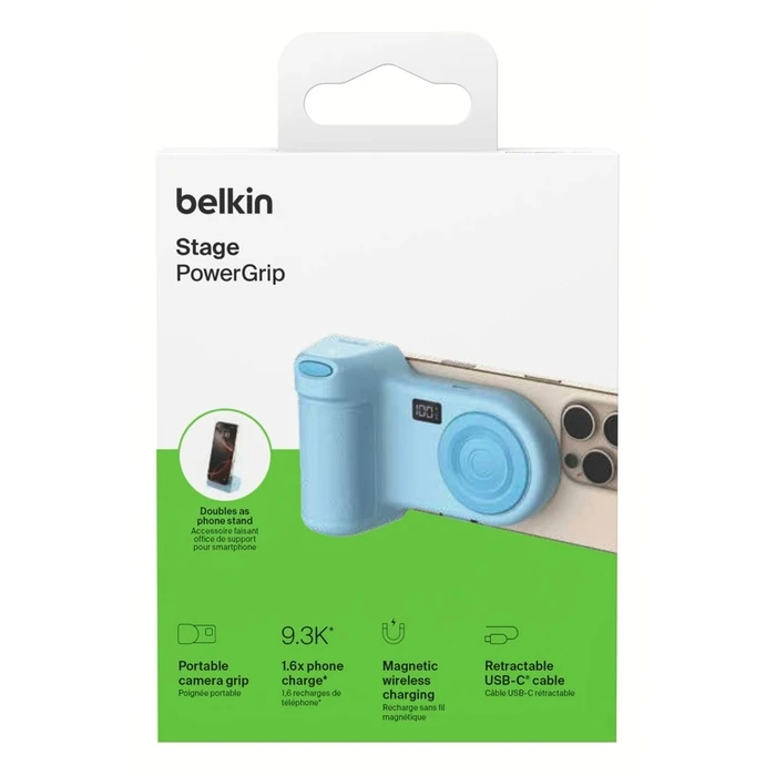 Φορητοί φορτιστές ταξιδιού Belkin Stage Power Grip 9300mAh + 15W Powerbank μπλε CTA006hqBL