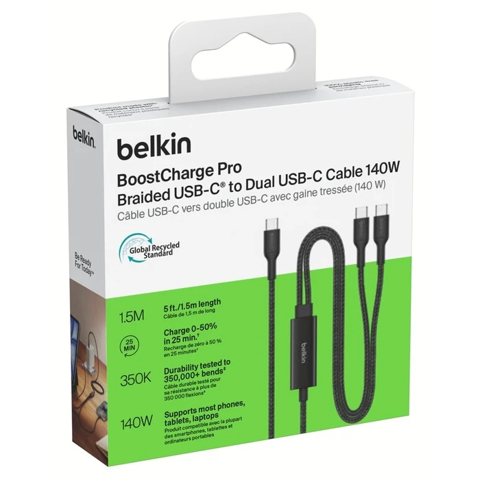 Καλώδια & αντάπτορες επικοινωνίας Belkin BOOSTCHARGE Pro 140W 1,5m USB-C Kabel schw. CAC004hq1.5MBK
