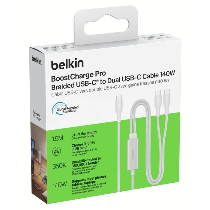 Καλώδιο USB-C Belkin BOOSTCHARGE Pro 140W 1,5m λευκό