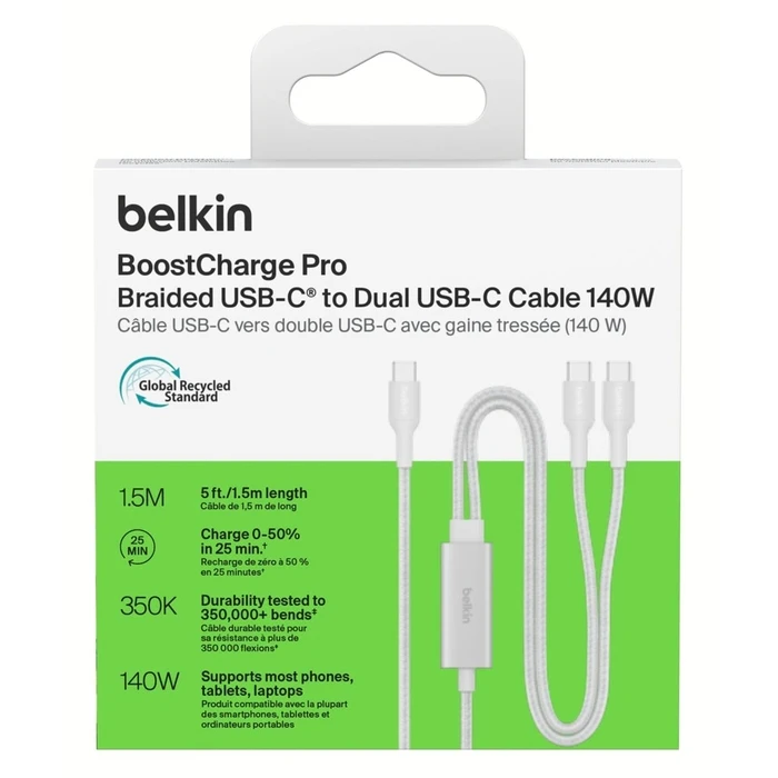 Καλώδιο USB-C Belkin BOOSTCHARGE Pro 140W 1,5m λευκό