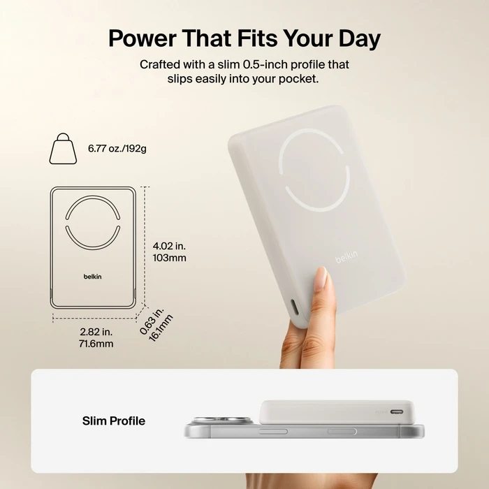 Belkin BoostCharge Slim 7.5W Qi2 μαγνητικό powerbank 10000mAh - Sand