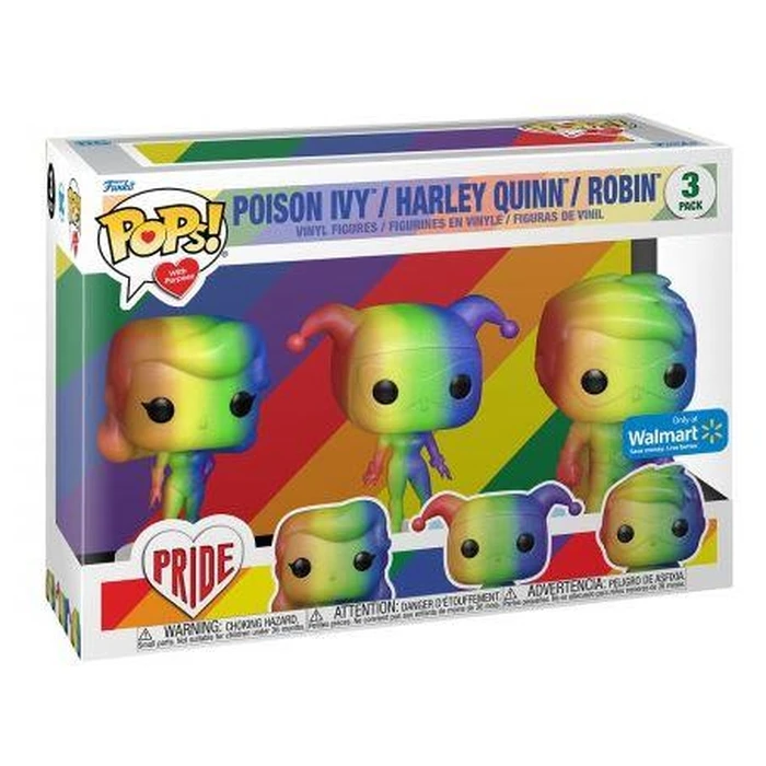 Funko Pops! with Purpose DC Pride: 3-Pack Heroes - Poison Ivy, Harley Quinn, Robin (Special Edition) Vinyl Figure