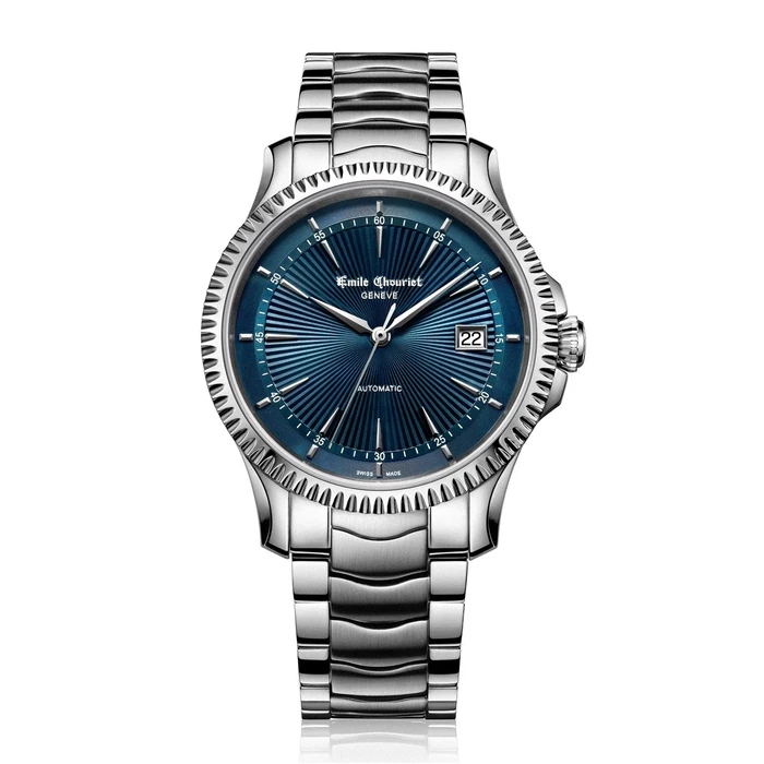 Ανδρικό Ρολόι Emile Chouriet 081155G66986 (40mm) Μεταλλικό Μπρασελέ Ασημί