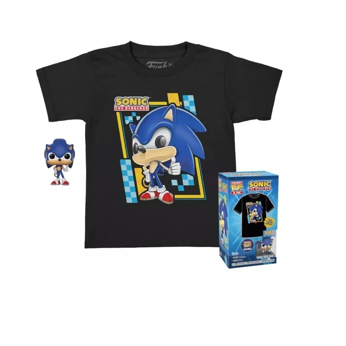 T-Shirt Funko Pocket Pop! (Child): Sonic (Flocked) Vinyl Figure and T Shirt (M)