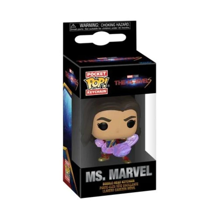 Funko Pocket Pop!: The Marvels - Ms. Marvel Bobble-Head Vinyl Figure Keychain EN,FR,ES,DE,IT,PT,NL,DK,SE,RU Pack / Carton Window Box with Plastic Film