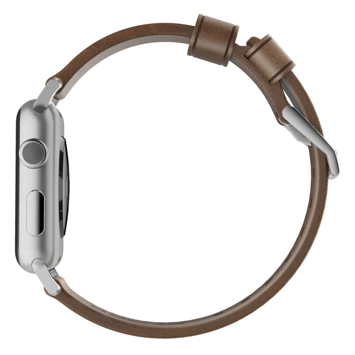 Λουράκι Nomad Modern Leather Καφέ με Συνδέσμους Ασημί 46/49mm