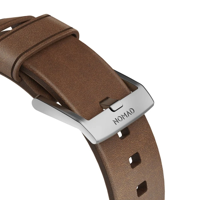 Λουράκι Nomad Modern Leather Καφέ με Συνδέσμους Ασημί 46/49mm