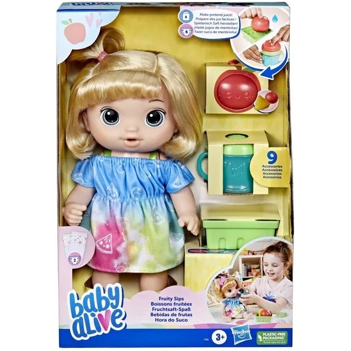 Hasbro Baby Alive: Fruity Sips Apple Blonde Hair Doll (F7356)