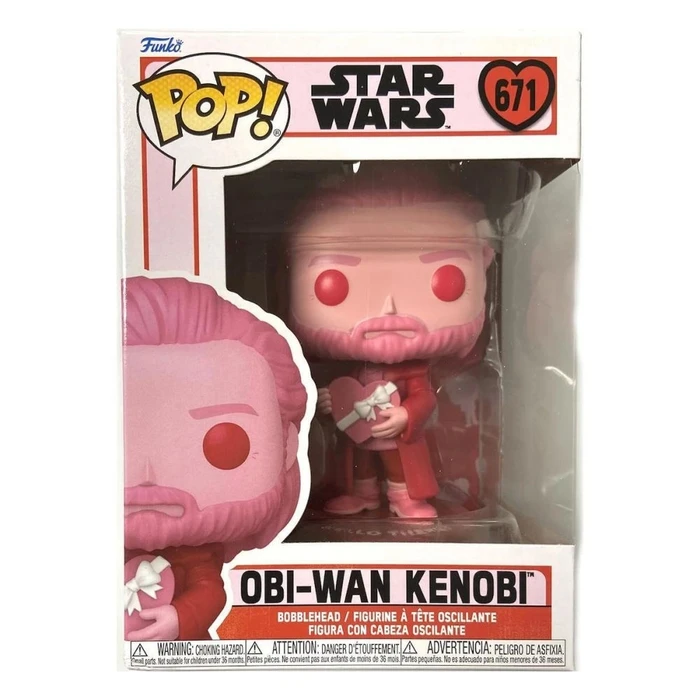 Funko Pop! Disney Star Wars: Valentines S4 - Obi-Wan Kenobi #671 Bobble-Head Vinyl Figure EN,FR,ES,DE,IT,PT,NL,DK,SE,RU Pack / Carton Window Box with Plastic Film
