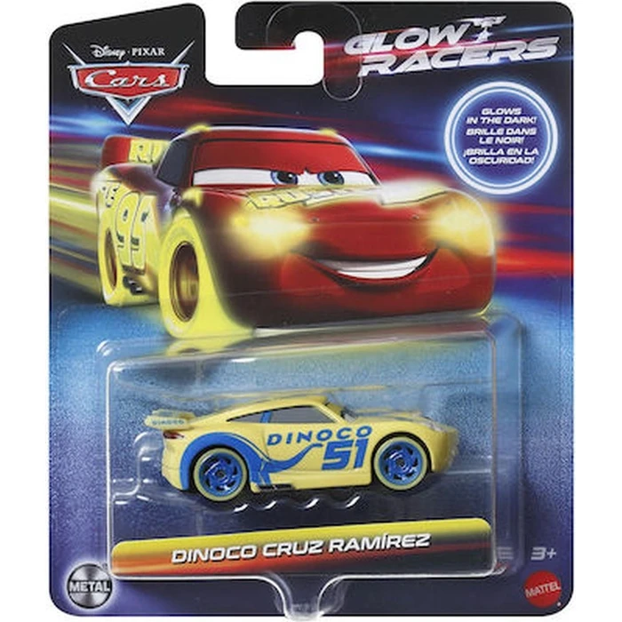 Mattel Disney Cars: Glow Racers - Dinoco Cruz Ramirez Vehicle (HPG81) EN,FR,DE,ES,PT,IT,NL,SE,DK,NO,FI,PL,CZ,SK,HU,RU,GR,TR,AR Pack / Carton Blister Pack