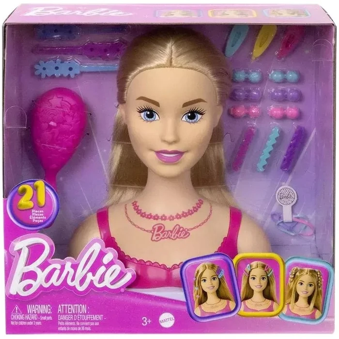 Mattel Barbie: Styling Head (HMD88) EN,FR,DE,ES,PT,IT,NL,SE,DK,NO,FI,PL,CZ,SK,HU,RU,GR,TR,AR Pack / Carton Window Box with Plastic Film
