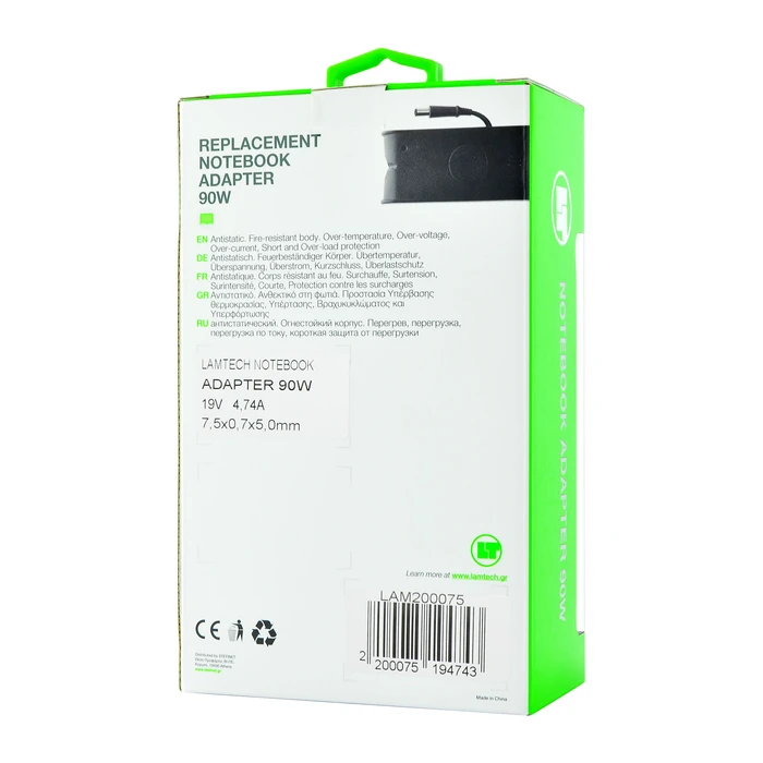Φορτιστής Laptop 90W Lamtech HP 19V4,74A 7,5x0,7x5,0mm