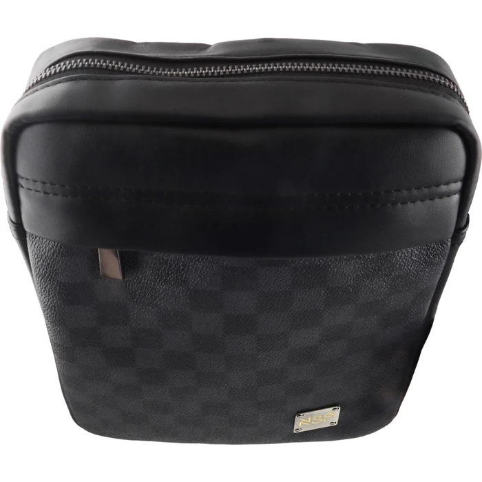 NSP N113 PU Leather Shoulder/Crossbody Bag 4.5L (Black, Checkered)