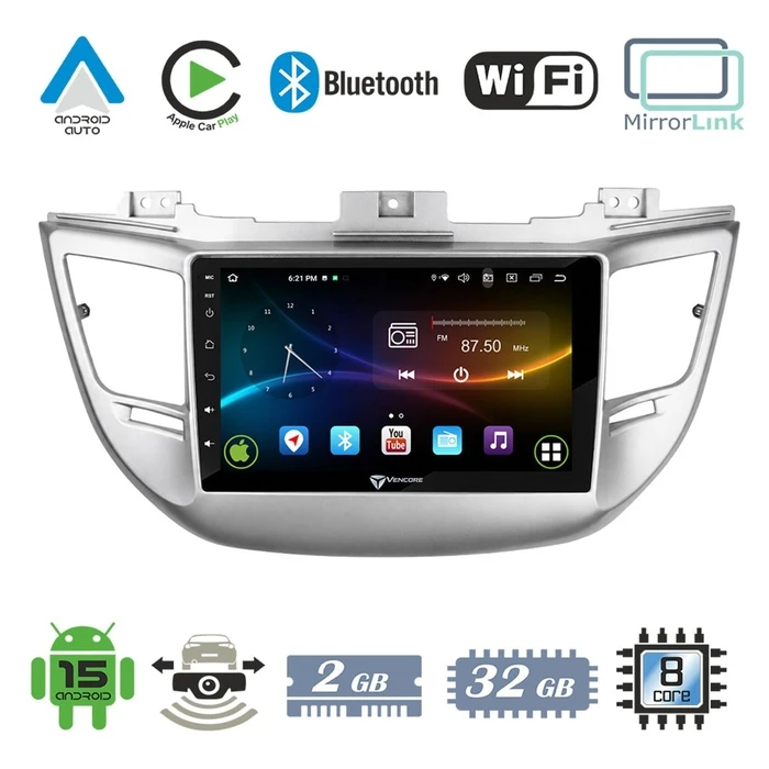 VenCore 3236-10007-0068S - Οθόνη Multimedia Android 15 9" για Hyundai Tucson 2015-2018 (Ασημί)