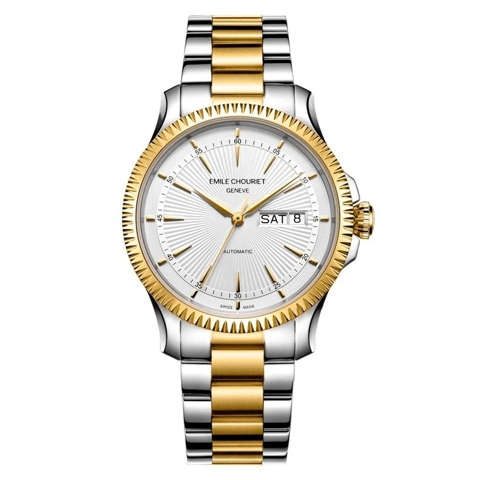 Ανδρικό Ρολόι Emile Chouriet 091155G656280 (40mm) Μεταλλικό Μπρασελέ Ασημί