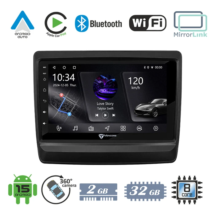VenCore 3236-10005-0715B - 9" Android 15 PX5S Octa-Core Multimedia Head Unit for Isuzu D-MAX 2020-2025 (2GB/32GB, IPS, CANbus, CarPlay, Android Auto)