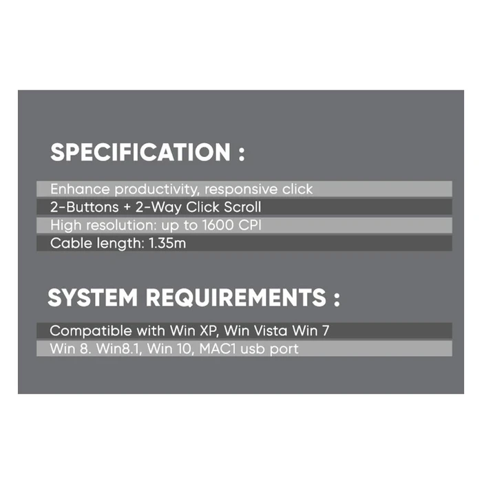 Ποντίκι Ενσύρματο Alcatroz USB Hr 1600 Cpi Optical Mouse Black