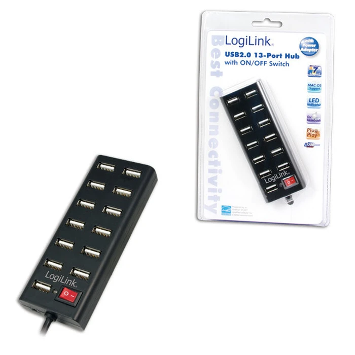 USB Hub Logilink Black 13 Θυρών