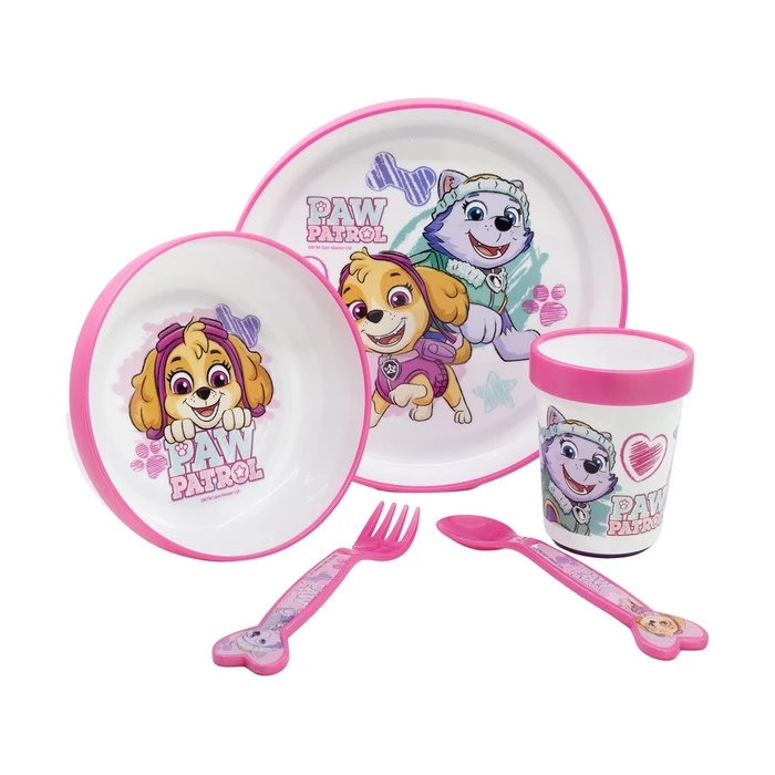 Σετ Φαγητού Stor: Paw Patrol -Girl 5 Pcs Non Slip Bicolor Premium Set (Plate Bowl Tumbler 260 Ml & Cutlery) (260ml) (74581)