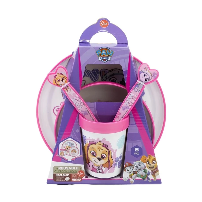 Σετ Φαγητού Stor: Paw Patrol -Girl 5 Pcs Non Slip Bicolor Premium Set (Plate Bowl Tumbler 260 Ml & Cutlery) (260ml) (74581)