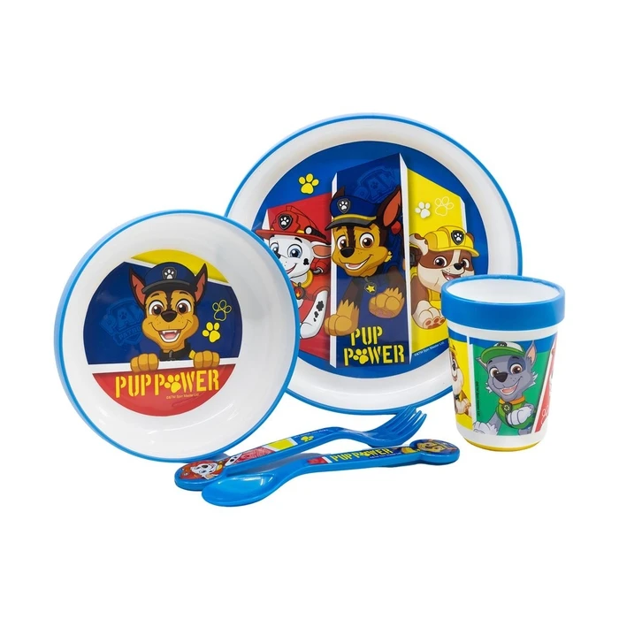 Σετ Φαγητού Stor: Paw Patrol - Pup 5 Pcs Non Slip Bicolor Premium Set (Plate Bowl Tumbler 260 Ml & Cutlery) (260ml) (74681)
