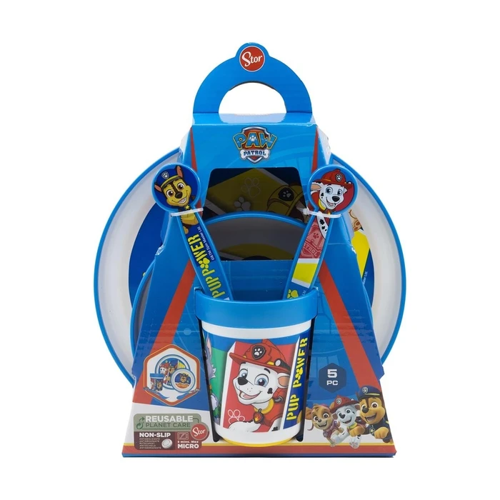 Σετ Φαγητού Stor: Paw Patrol - Pup 5 Pcs Non Slip Bicolor Premium Set (Plate Bowl Tumbler 260 Ml & Cutlery) (260ml) (74681)