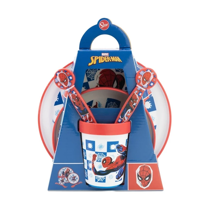Σετ Φαγητού Stor Marvel: Spiderman Arachnid Grid - Non Slip 5 Pcs Bicolor Premium Set (74781)