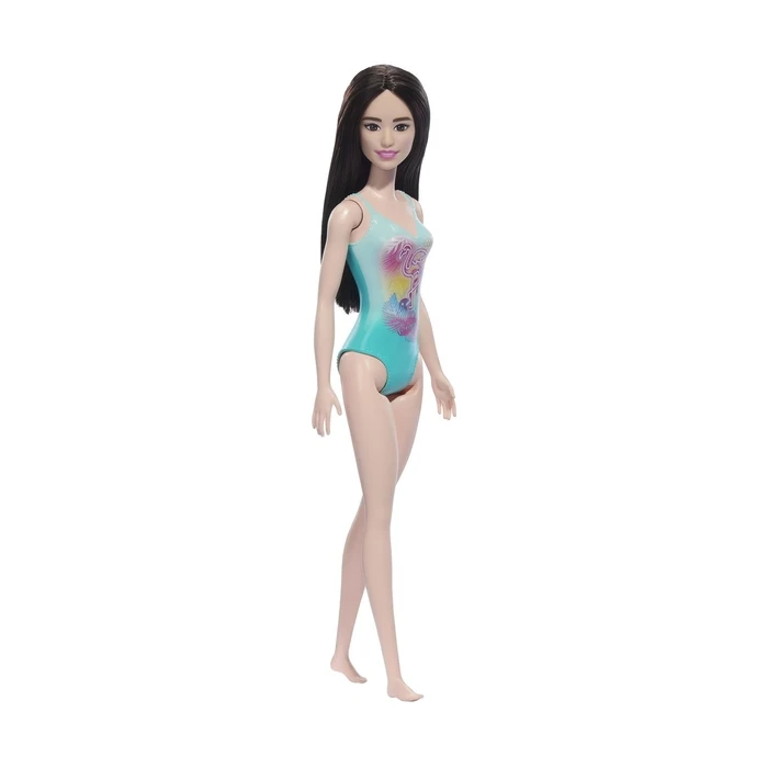 Κούκλα Mattel Barbie: Beach - Black Hair Doll Wearing Tropical Blue Swimsuit (HXX51)