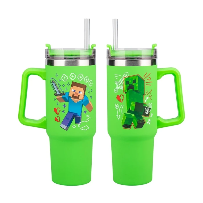 Θερμός Paladone: Minecraft - Green 900ml Multiway Travel Cup Straw (PP14600MCF)