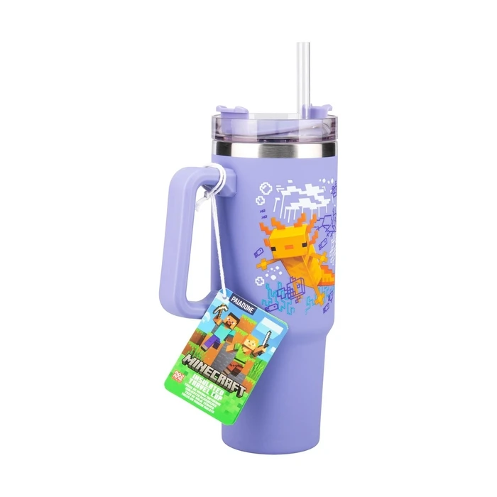 Θερμός Paladone: Minecraft - Purple 900ml Multiway Travel Cup Straw (PP14948MCF)