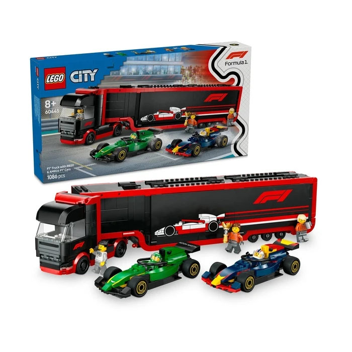 LEGO City: F1 Truck with RB20 & AMR24 F1 Cars (60445)