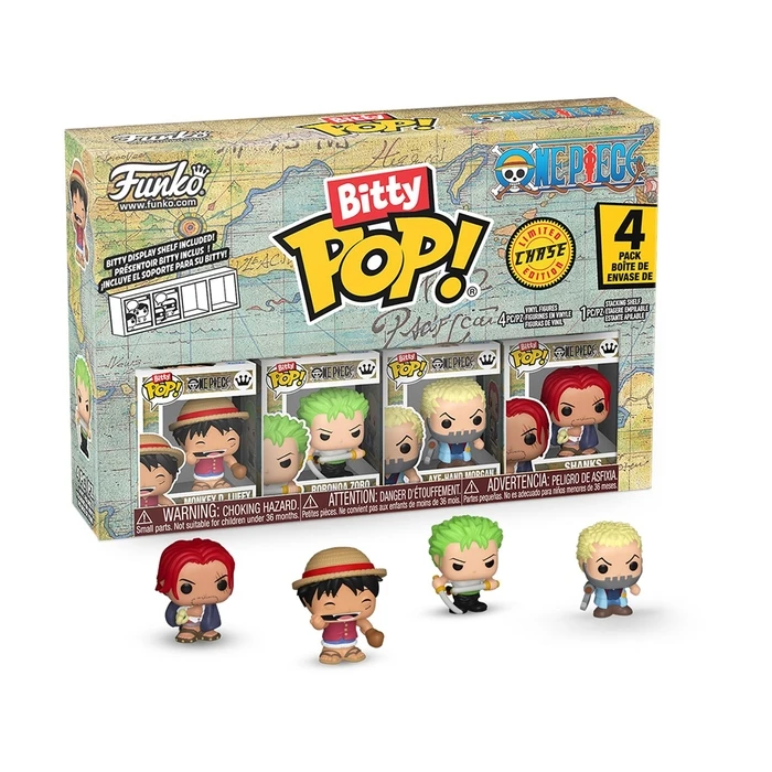 Φιγούρα Funko Bitty Pop! 4-Pack: One Piece - Monkey D. Luffy, Roronoa Zoro, Axe-Hand Morgan, Bitty Pop! Chase