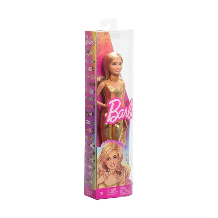 Κούκλα Mattel Barbie Fashionistas Doll with Gold Jumpsuit and Blonde Hair (HRH19)