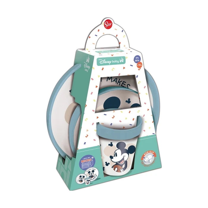 Σετ Φαγητού Stor Disney: Mickey Mouse Full Of Smile - Baby Non Slip 3 Pcs Bicolor Premium In Gift Box (10495)