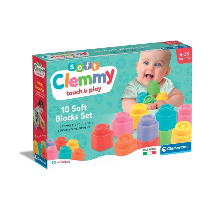 Βρεφικό Παιχνίδι AS Clementoni: Soft Clemmy Touch & Play - 10 Soft Blocks Set (1033-17988)