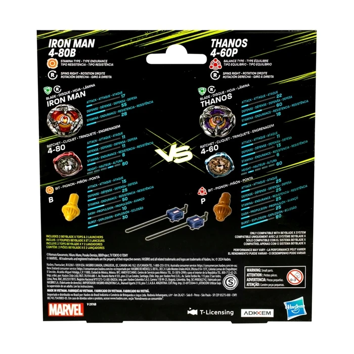 Φιγούρα Δράσης Hasbro Marvel Bey Blade X Iron Man 4-80B VS. Thanos 4-60P (G0287)