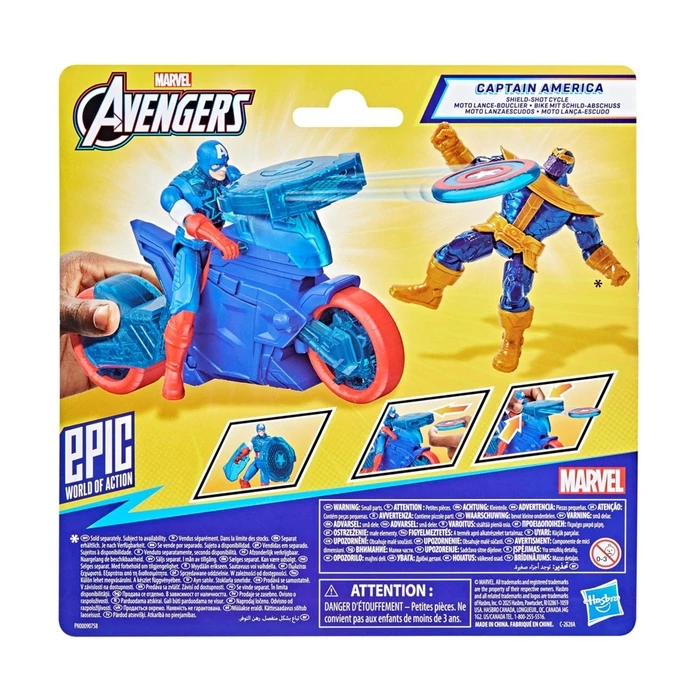 Φιγούρα Δράσης Hasbro Marvel Avengers Epic World of Action Captain America Shield-Shot Cycle Vehicle 4" Figure (G0889)