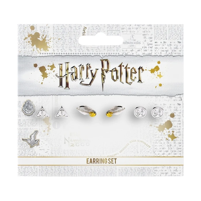 The Carat Shop Ltd Harry Potter Deathly Hallows Golden Snitch Platform Stud Earring Set