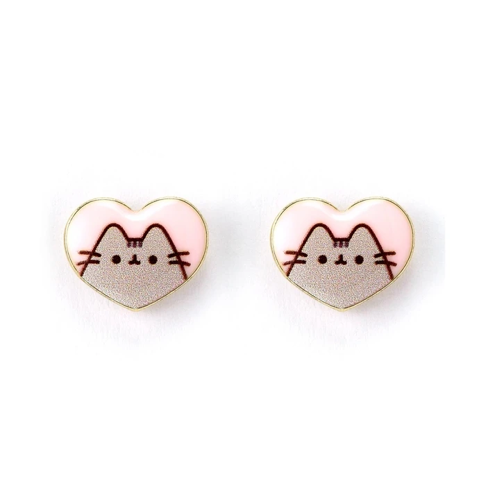 Σκουλαρίκια Carat Shop Pusheen - the Cat Pink Enamel and Gold Heart Stud (PTCE0104)