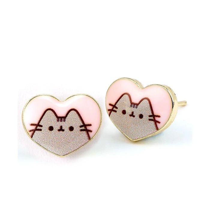 Σκουλαρίκια Carat Shop Pusheen - the Cat Pink Enamel and Gold Heart Stud (PTCE0104)
