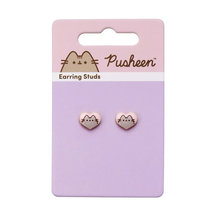 Σκουλαρίκια Carat Shop Pusheen - the Cat Pink Enamel and Gold Heart Stud (PTCE0104)