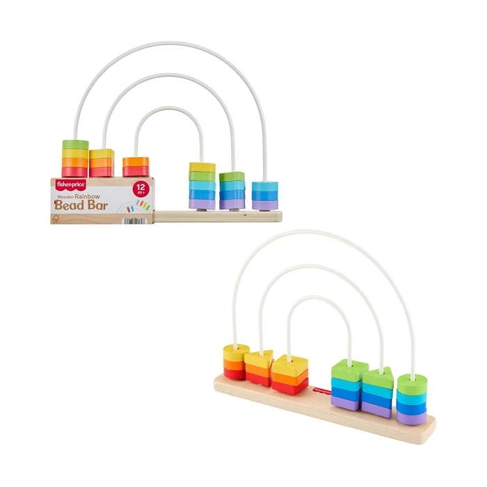 Βρεφικό Παιχνίδι Fisher-Price - Wooden Rainbow Bead Bar (JFG15)