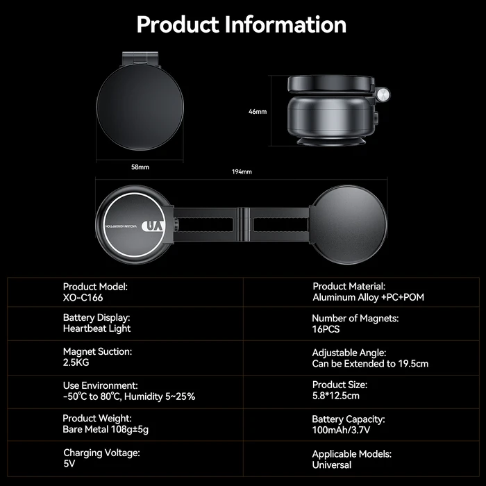 Βάση Κινητού Αυτοκινήτου XO C166 Μαγνητική με Βεντούζα