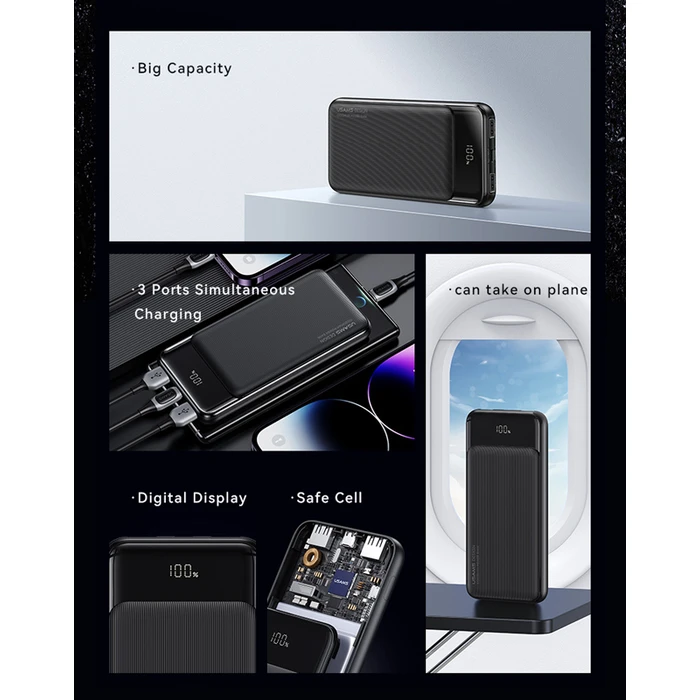 Power Bank Usams US-CD198, 3x θύρες εξόδου, 10000mAh, 10W, Μαύρο