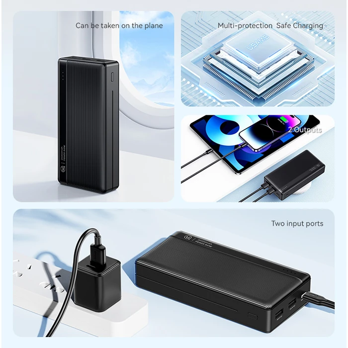 Power Bank Usams US-CD205, 2x USB θύρες εξόδου, 10000mAh, 10W, λευκό