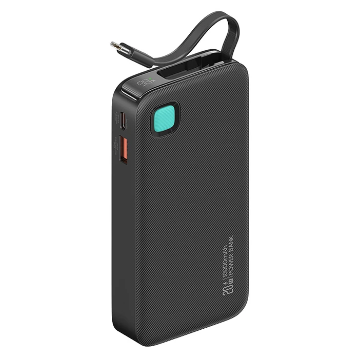 Power Bank Usams Cd224 με Καλώδιο USB-C, 2X Θύρες Εξόδου, 10000mAh, 20W, Μαύρο